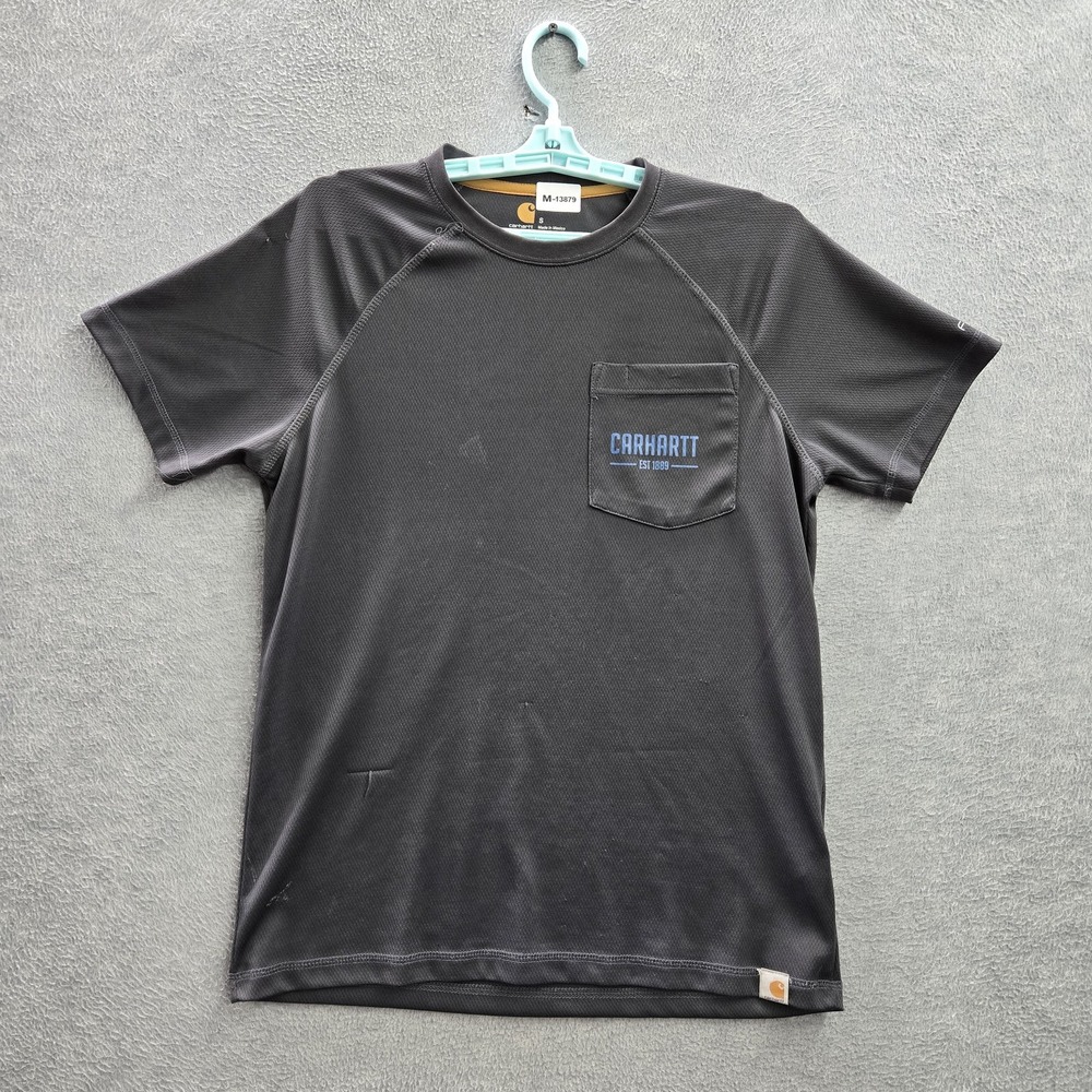 Carhartt Men‎ Shirt S Gray Activewear Logo Short Sleeve Outwork Outfish Outdoor